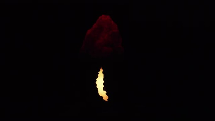 火焰燃烧起来，然后在红色闪烁的矿物中间消失。