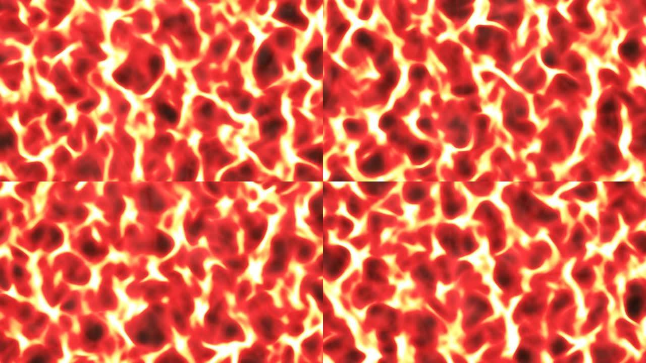 热熔熔岩流动和岩浆液体燃烧发出热辉光-4k无缝循环运动背景动画