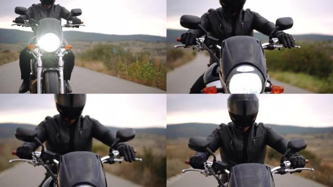 黄昏时骑摩托车摩托骑士速度与激情