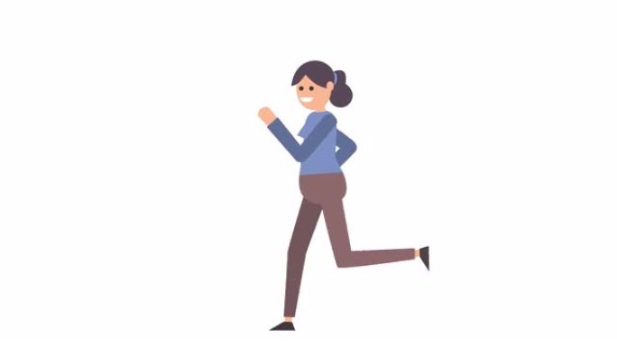 女人角色跑循环孤立卡通动画