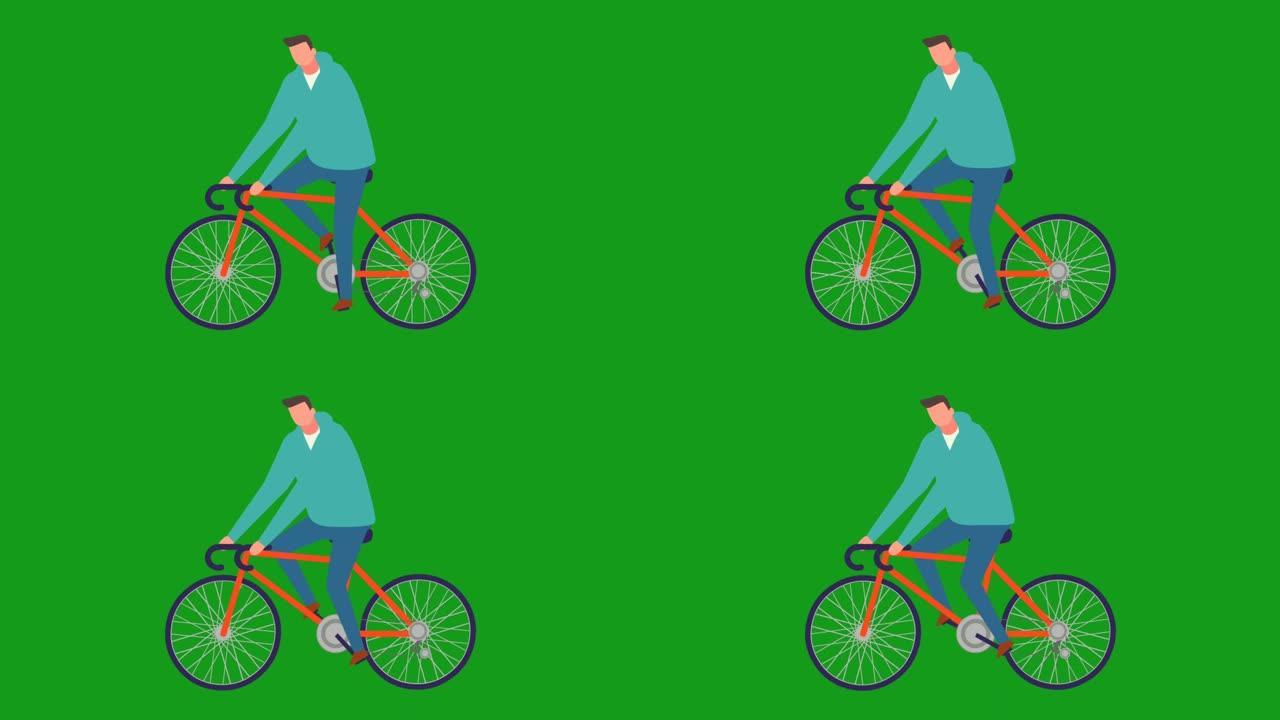 骑自行车的人绿色屏幕运动图形