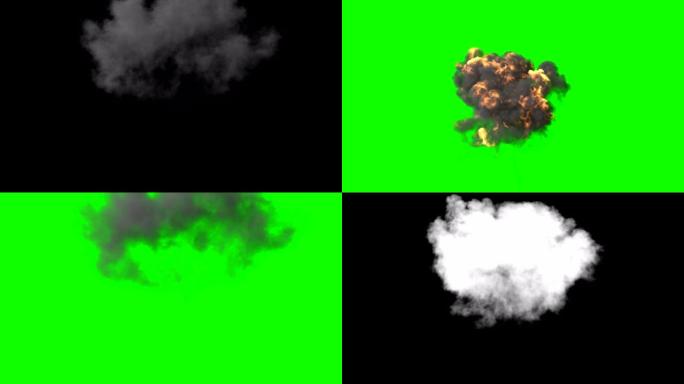阿尔法哑光4k在绿色屏幕上爆炸