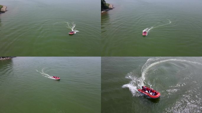 水上执法演练：快艇在湖面上做S机动 4K