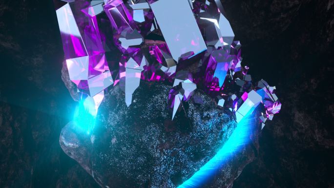 钻石裂开水晶片头紫色钻石闪耀光