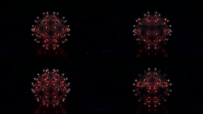 红色灯泡的圆形物体无缝循环3D渲染动画
