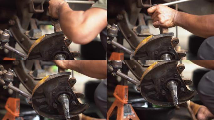 汽车维修特写展示修理工