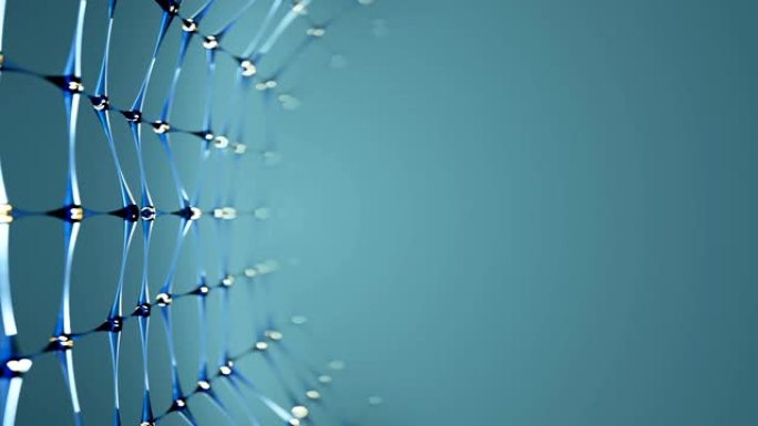 边缘无缝循环3D渲染上的蓝色玻璃网络结构