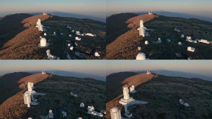 鸟瞰图。西班牙加那利群岛特内里费岛泰德火山附近的太空天文台