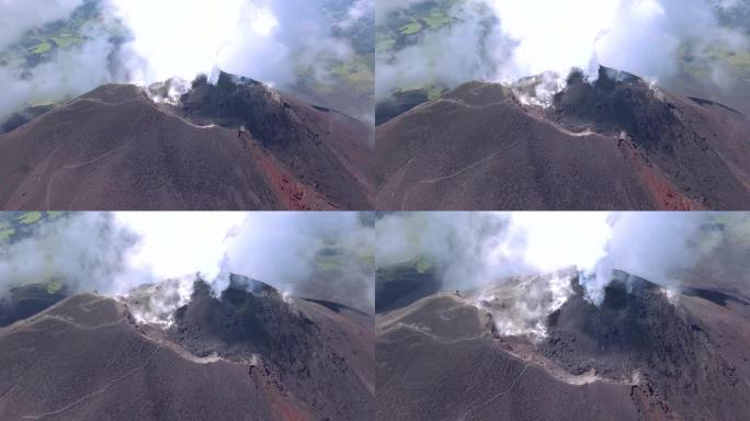 火山烟雾无人机视频喷发