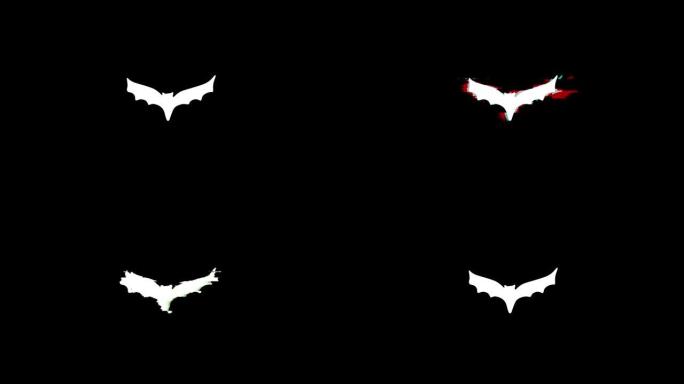 黑色哑光上的万圣节蝙蝠故障数字图标