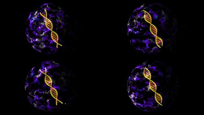 摘要DNA核心可视化波技术数字紫光能球表面和粒子外部