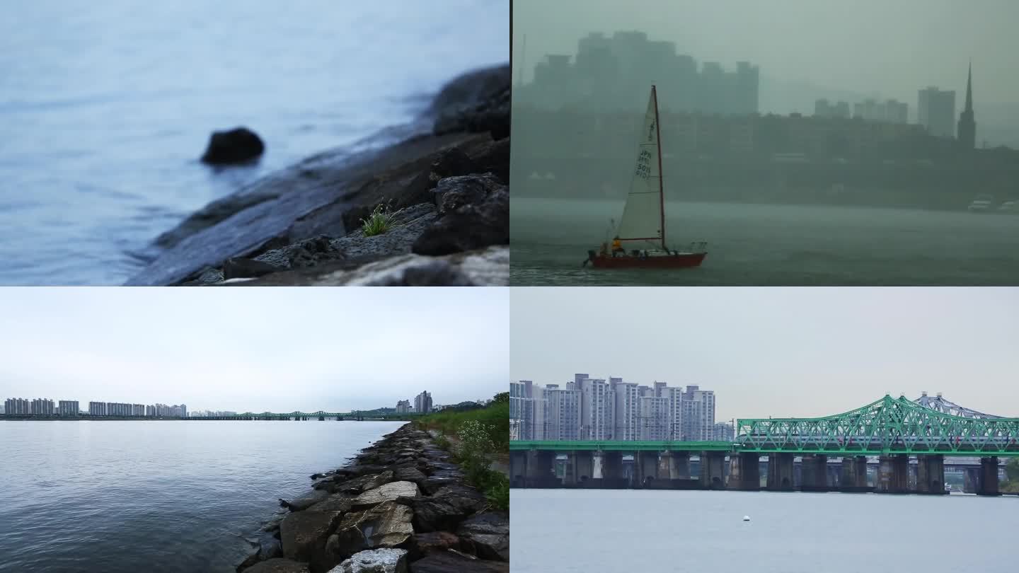 水体上的桥梁图像 一艘船停靠在水中 背景为河流的城市图片