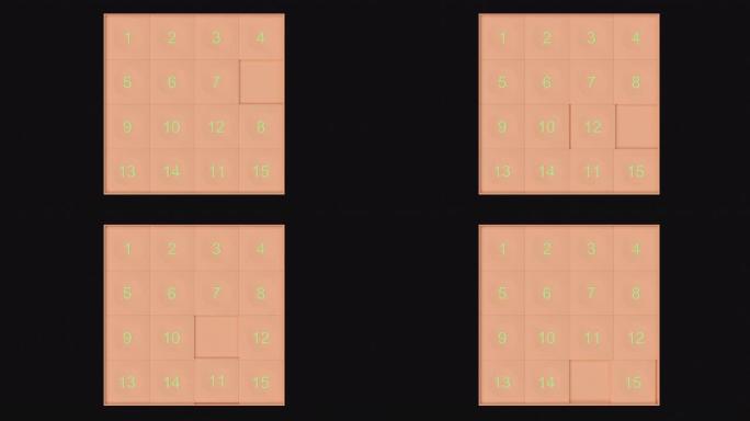 游戏背景设计的3d 15拼图。3d盒子模板。4k