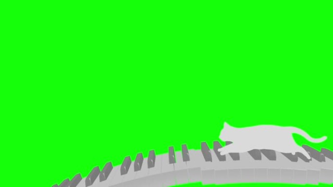 猫剪影钢琴曲线运行循环模式A