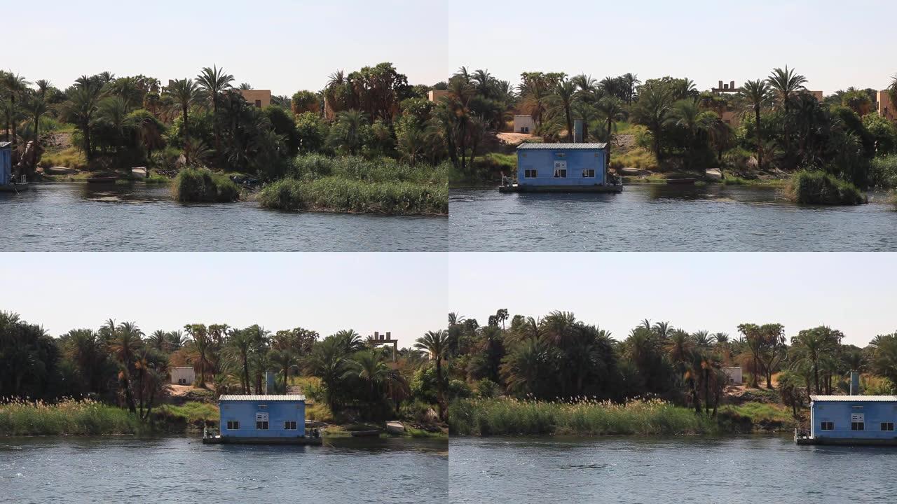 埃及尼罗河沿岸建筑物的跟踪镜头