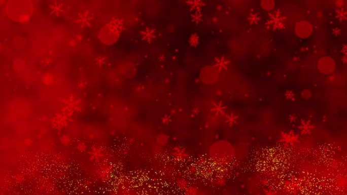 红色圣诞背景上的红色五彩纸屑、雪花和波克灯