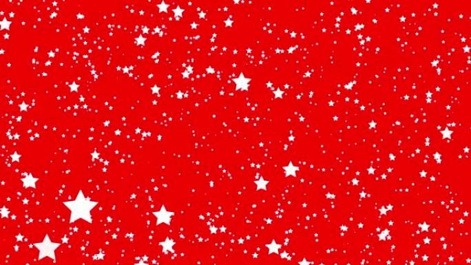 红色背景上随机移动的星星。摘要背景