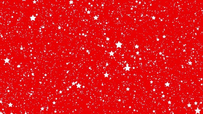 红色背景上随机移动的星星。摘要背景