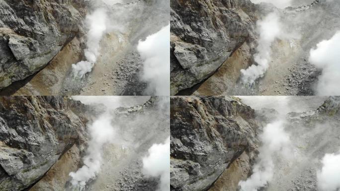 Mutnovsky火山火山口中喷气孔的鸟瞰图