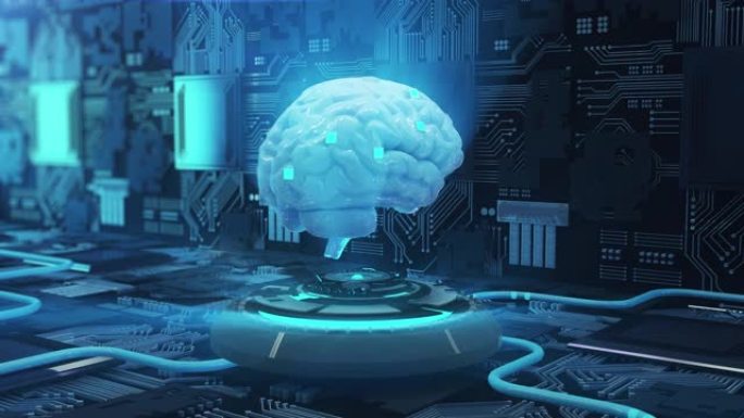 脑机接口人工智能AI旋转的大脑人脑