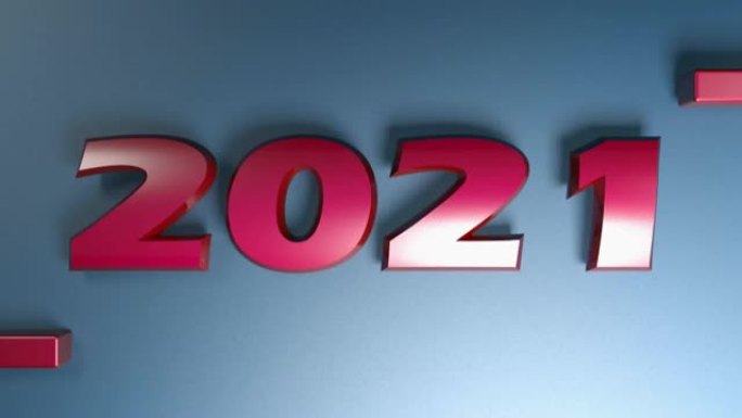 2021红色写孤立在蓝色背景-3D渲染插图视频剪辑