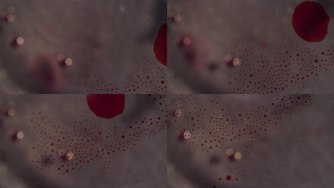 宏观抽象红血溅气泡运动清晰液体纹理背景