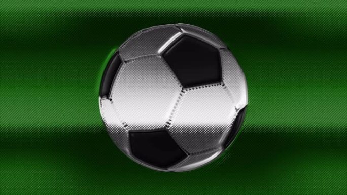 足球。绿色背景上的球鼓胀幻觉。