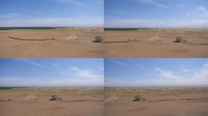 中国甘肃丝绸之路上的古代阳关山口景观。