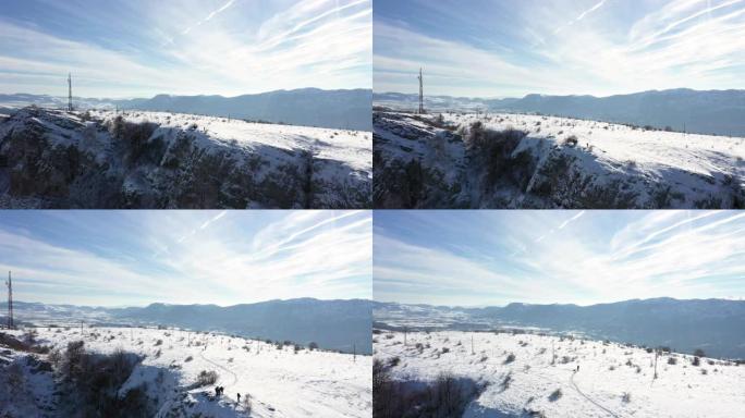 天空接触山的地方雪景素材冰天雪地冬天景色