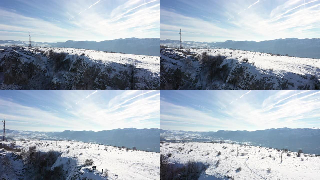 天空接触山的地方雪景素材冰天雪地冬天景色