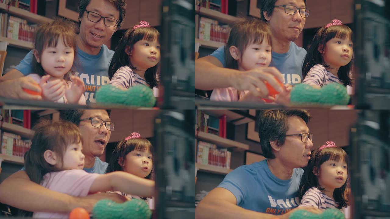 爸爸在教他的孩子-股票视频