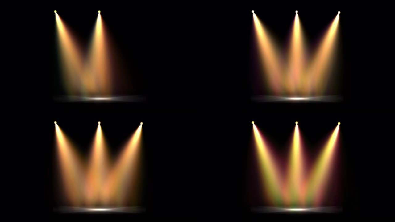 4K动画的三个聚光灯。背景透明