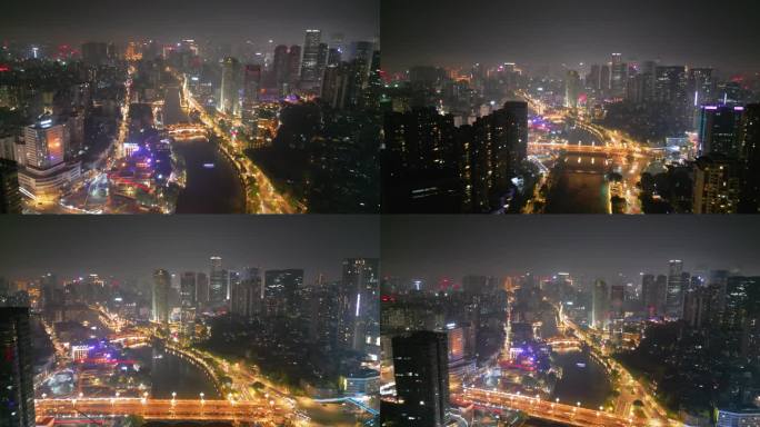 城市夜景、九眼桥航拍