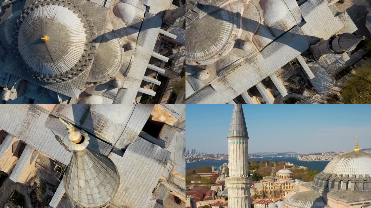 伊斯坦布尔市海和圣索菲亚大教堂鸟瞰图6