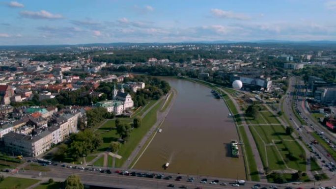 克拉科夫维斯瓦河上的桥梁的无人驾驶飞机射击