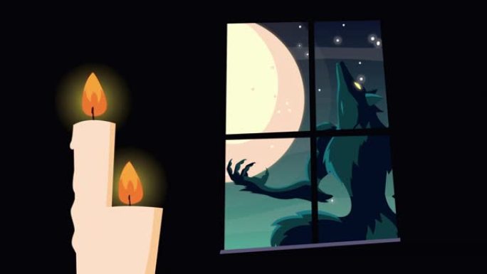 狼人和月亮万圣节快乐动画