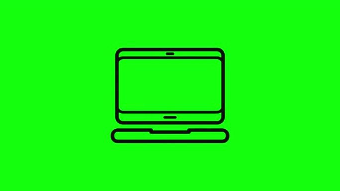 透明黑色笔记本电脑电脑图标绿屏10动画色度键