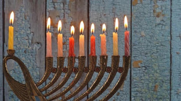 光明节犹太节日与烛台传统烛台