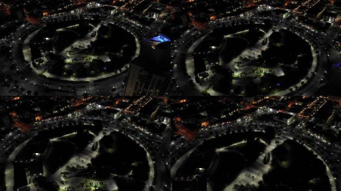 空中夜间视频好莱坞年轻圆环公园