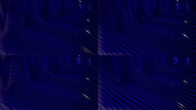 幻影蓝潮。抽象波浪缓慢波动。屏幕保护程序的绝佳背景。能够无缝循环4k