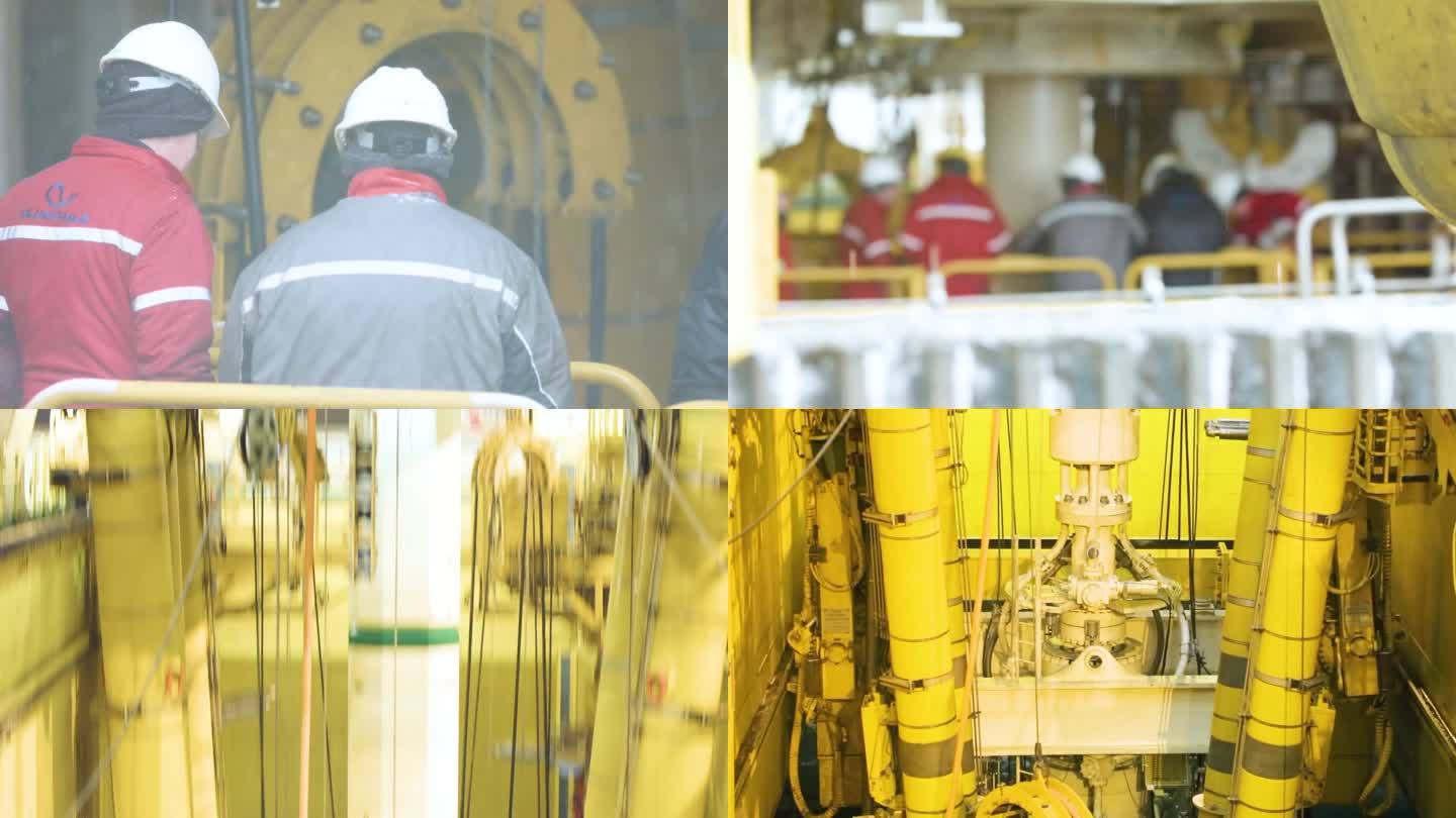 一个男人在工厂里在机器上工作 屏幕包含黄色和蓝色背景的建筑物图片 船舶机舱的图片