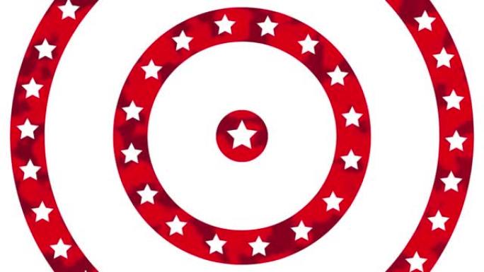 动画的圆形旋转与美国国旗星星和条纹在白色的背景