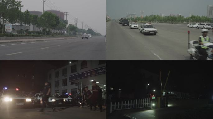 警察警车全员出动警车呼啸