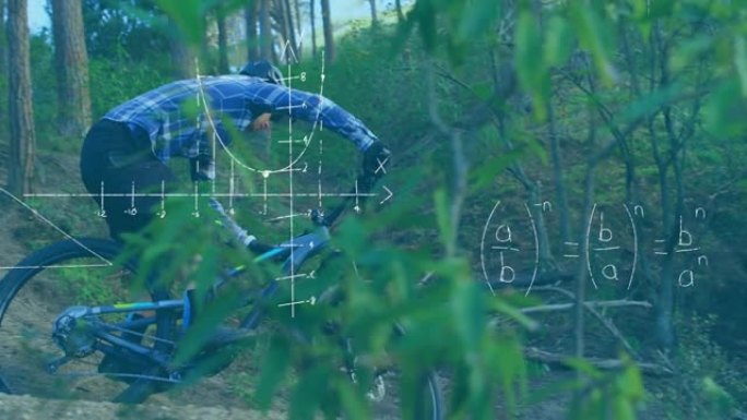 反对人类在森林中骑行的数学方程式和图表
