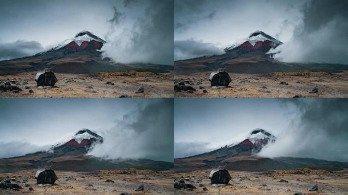 厄瓜多尔科托帕希国家公园，延时-白天的科托帕希火山