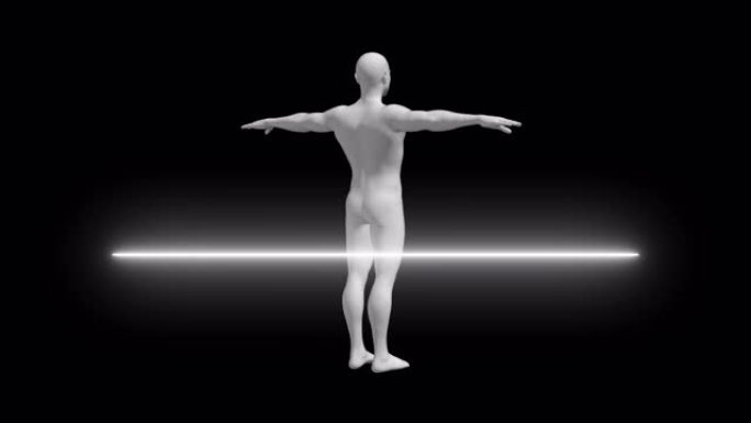 人体扫描概念。4k 3D动画。