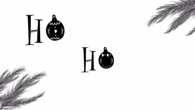 Ho，Ho，Ho白色背景下带有圣诞节小玩意的文字