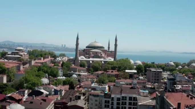 伊斯坦布尔市海和圣索菲亚大教堂检疫鸟瞰图6