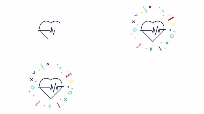 心率线图标动画。带阿尔法通道的4k运动图形。