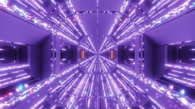 未来派科幻机库隧道走廊，闪光发光钻石圣诞纹理3d渲染运动背景动态壁纸运动图形视觉效果vj循环